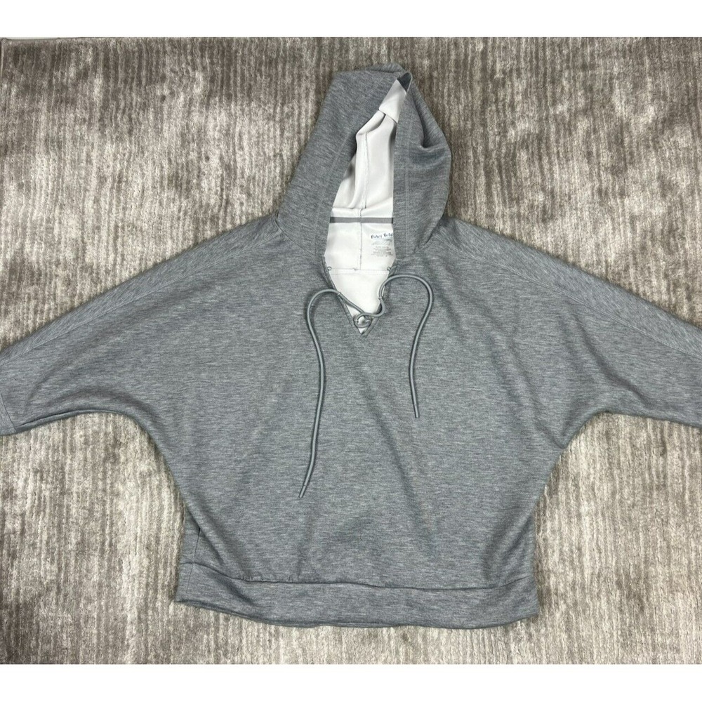 Avia Hoodie Women XL Grey AVL38041 Lace Up Dolman Sleeve Relaxed Athleisure